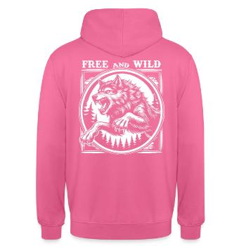 Loup vintage dans le saut – T-shirt libre et sauvage - Sweat-shirt à capuche unisexe - rose - Dos - Michal (187cm)