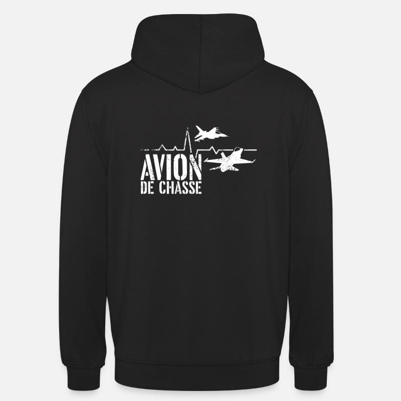 Avion de chasse électrocardiogramme - Sweat-shirt à capuche unisexe - noir