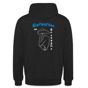 Willkommen in der Bretagne - Unisex Hoodie - Schwarz - Hinten - Michal (187cm)