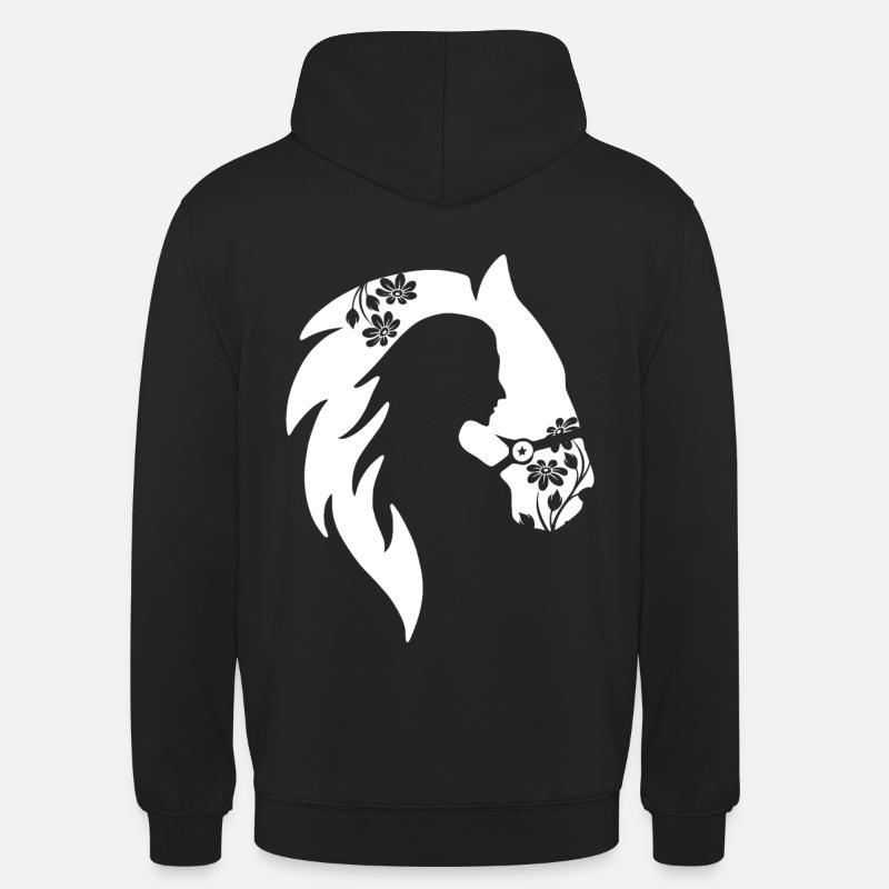 Pferde Pferdemädchen Blumenmuster - Unisex Hoodie - Schwarz