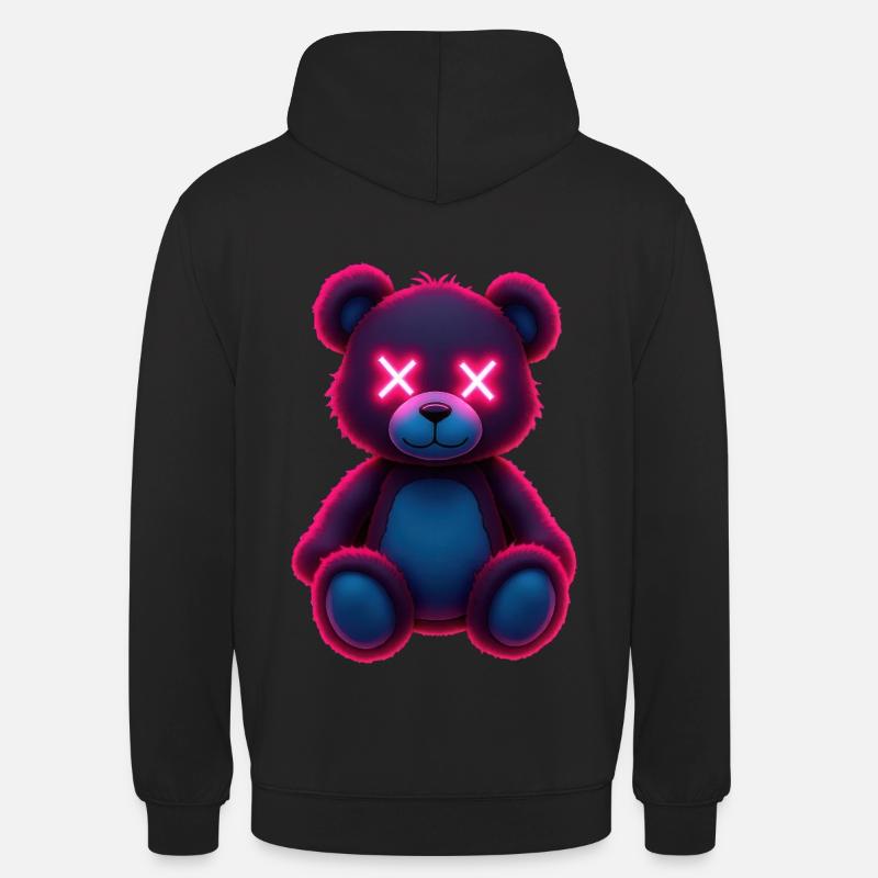Ours en peluche rose effrayant - Sweat-shirt à capuche unisexe - noir