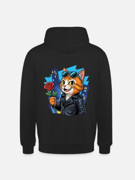 Sej kat med rose – Charm Offensive! - Hættetrøje unisex - sort