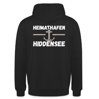 Heimathafen Hiddensee - Unisex Hoodie - Schwarz - Hinten - Michal (187cm)