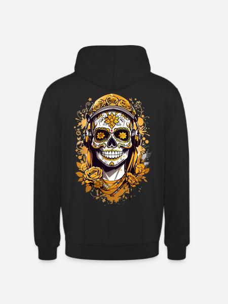 Golden Sugar Skull - Unisex Hoodie - black