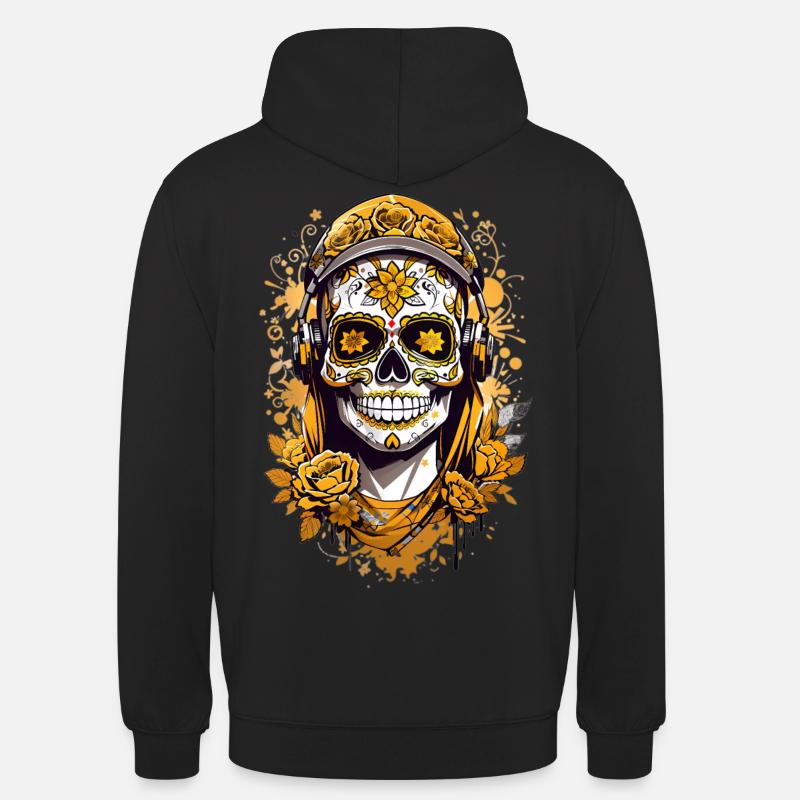 Crâne de sucre doré - Sweat-shirt à capuche unisexe - noir