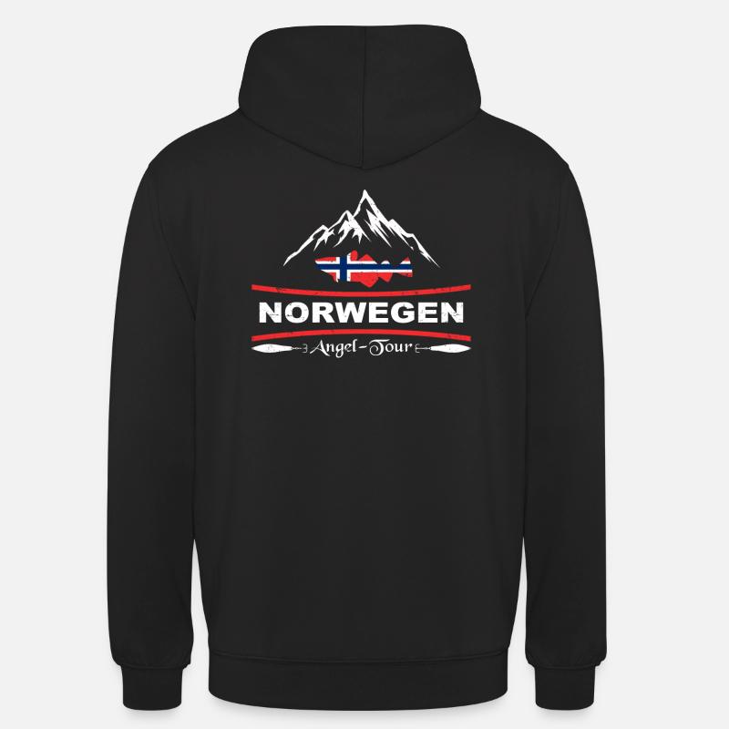 Pêche en Norvège - Sweat-shirt à capuche unisexe - noir
