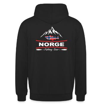 Norwegen Angeln - Unisex Hoodie - Schwarz - Hinten - Michal (187cm)