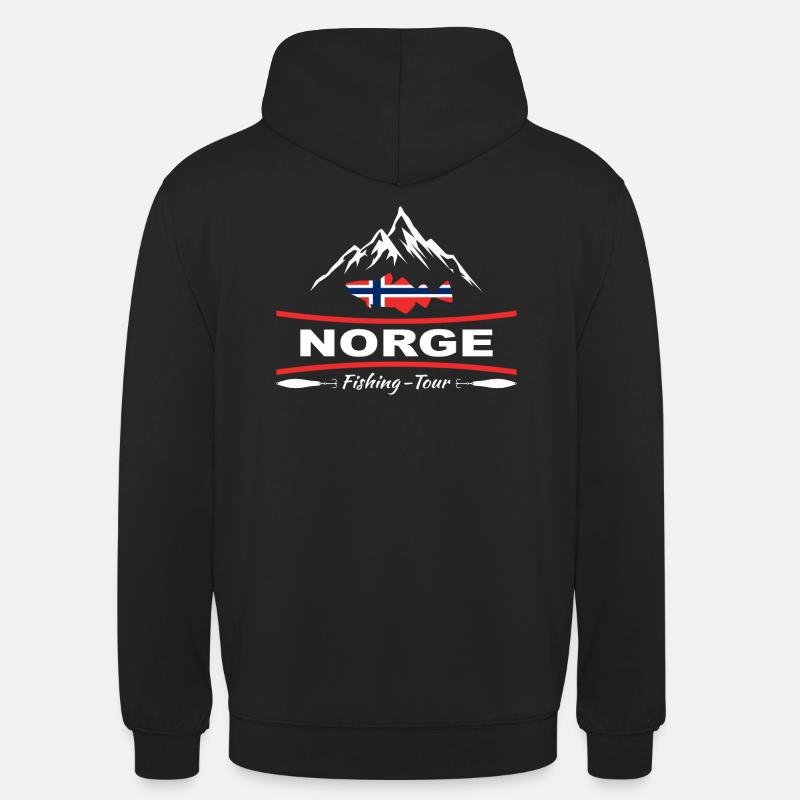 Pêche en Norvège - Sweat-shirt à capuche unisexe - noir