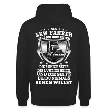 Lkw fahrer - Unisex Hoodie - Schwarz - Hinten - Michal (187cm)