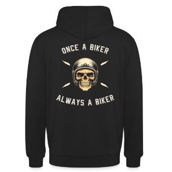 Motorrad Klassik Biker - Unisex Hoodie - Schwarz - Hinten - Michal (187cm)