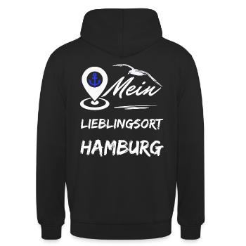 Hambourg mon endroit préféré-la ville hanséatique de Hambourg-Möwe - Sweat-shirt à capuche unisexe - noir - Dos - Michal (187cm)
