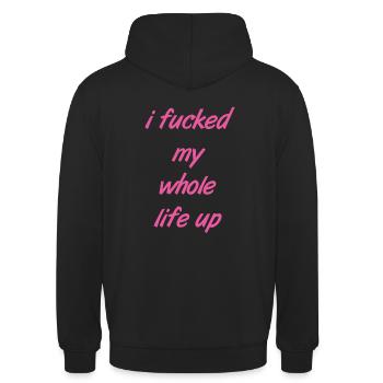 Leben versaut - Unisex Hoodie - Schwarz - Hinten - Michal (187cm)
