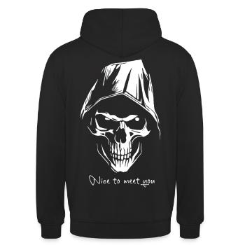 Ravi de vous rencontrer - Sweat-shirt à capuche unisexe - noir - Dos - Michal (187cm)