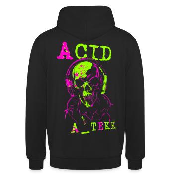 ACID A TEKK Totenkopf - Unisex Hoodie - Schwarz - Hinten - Michal (187cm)