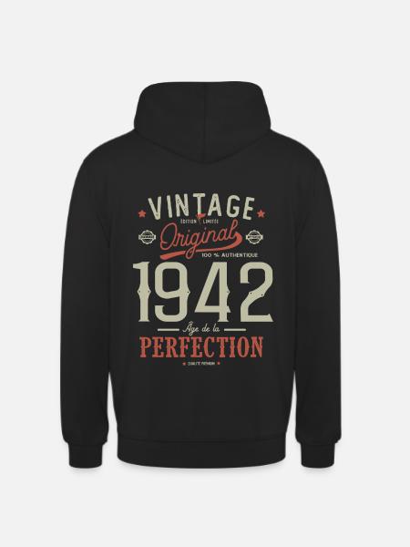 perfeksjonsalder 1942, bursdag 80 år - Unisex-hettegenser - svart