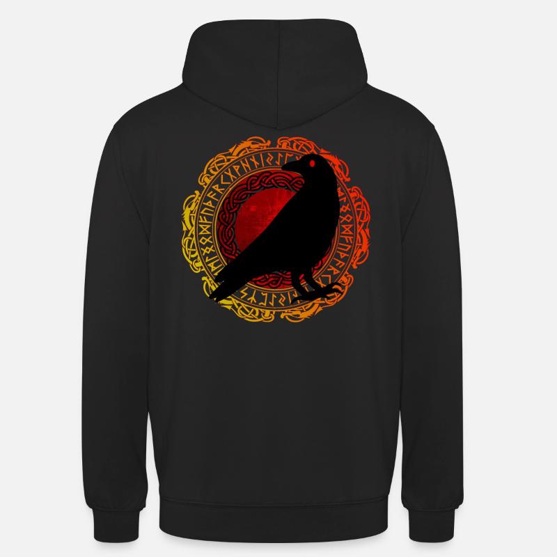 Runes vikings Raven Edda - Sweat-shirt à capuche unisexe - noir