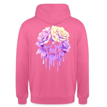 Blüten des Verfalls: Pastell-Gothic-Melancholie - Unisex Hoodie - Pink - Hinten - Michal (187cm)