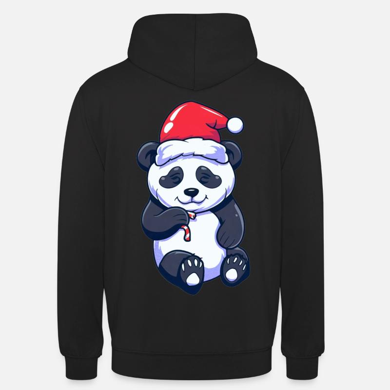 Panda mignon avec chapeau de père Noël - Sweat-shirt à capuche unisexe - noir