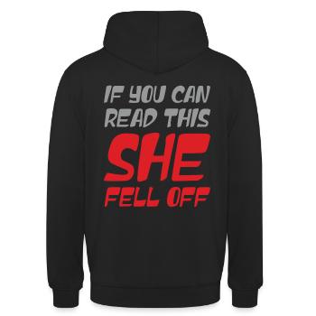 Funny If You Can Read This She Fell Off Biker Moto - Unisex Hoodie - black - Back - Michal (187cm)