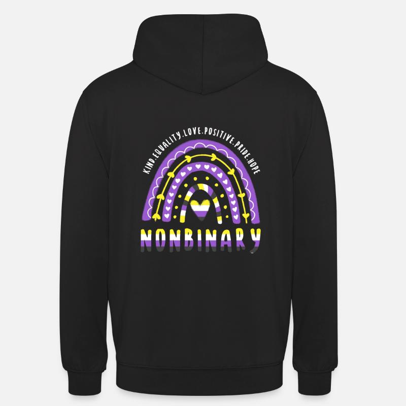 Nonbinary Pride Arc-en-ciel non binaire - Sweat-shirt à capuche unisexe - noir