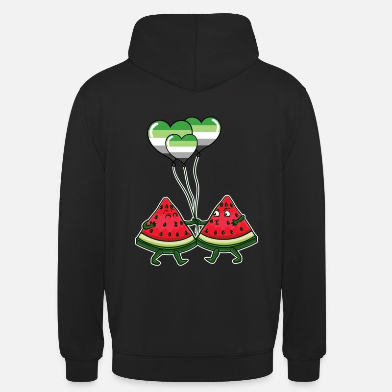 Pärchen Wassermelone Aromantic Pride - Unisex Hoodie - Schwarz