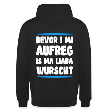 Lustiger bayrischer Spruch - Unisex Hoodie - Schwarz - Hinten - Michal (187cm)
