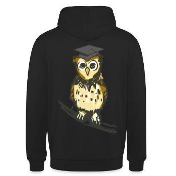 Eule Lehrer Klug Weise Weisheit schlau Waldtiere - Unisex Hoodie - Schwarz - Hinten - Michal (187cm)