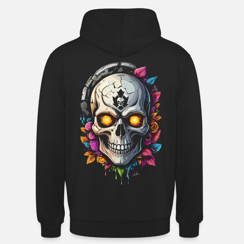 Crâne fleurs - Sweat-shirt à capuche unisexe - noir