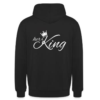 Her King King Queen Pärchenoutfit - Unisex Hoodie - Schwarz - Hinten - Michal (187cm)