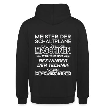 Mechatroniker / Mechatronikerin / Mechatronik - Unisex Hoodie - Schwarz - Hinten - Michal (187cm)