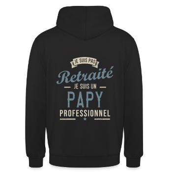PAS RETRAITE PAPY PROFESSIONNEL cadeau noel Fête - Sweat-shirt à capuche unisexe - noir - Dos - Michal (187cm)