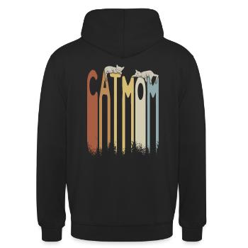Retro Cat Mom Katzen-Mama mit schlafenden Katzen - Unisex Hoodie - Schwarz - Hinten - Michal (187cm)