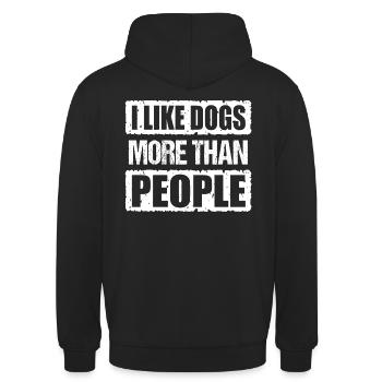 Ich mag Hunde mehr als Menschen - lustiger Spruch - Unisex Hoodie - Schwarz - Hinten - Michal (187cm)