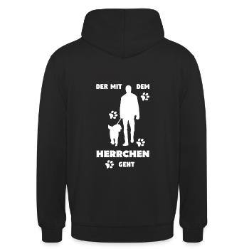 Der mit Dem Hund geht Gassi Hundehalter lustig - Unisex Hoodie - Schwarz - Hinten - Michal (187cm)