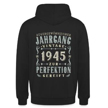 80. Geburtstag 80 Jahre Jahrgang 1945 - Unisex Hoodie - Schwarz - Hinten - Michal (187cm)