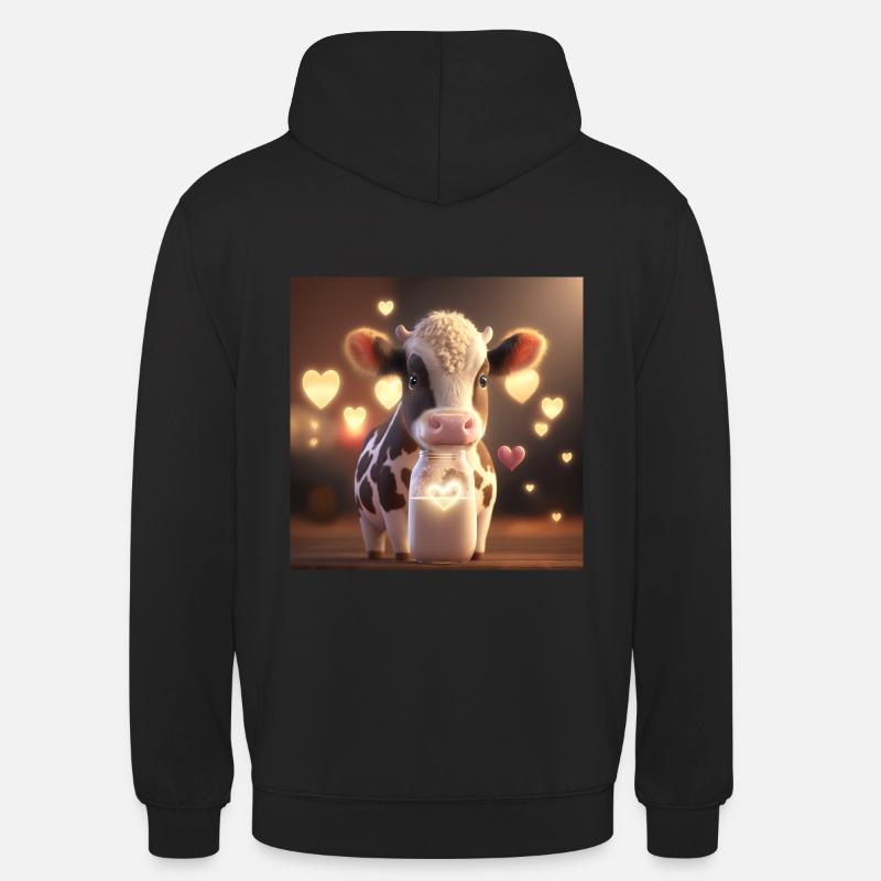 cute Kuh mit Herzchen - Unisex Hoodie - Schwarz