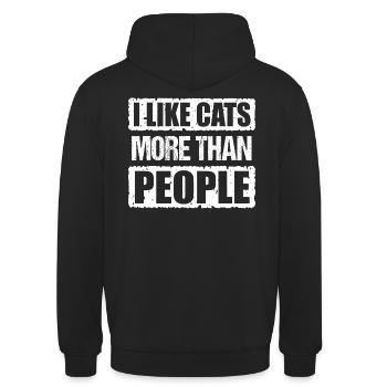 I Like Cats More Than People - Funny Saying - Unisex Hoodie - black - Back - Michal (187cm)