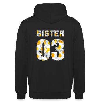 Sister 01 Sister 02 Sister 03 Freundschafts Blumen - Unisex Hoodie - Schwarz - Hinten - Michal (187cm)