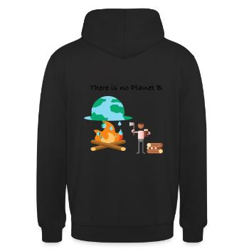 There is no Planet B | Klimaschutz-Design - Unisex Hoodie - Schwarz - Hinten - Michal (187cm)