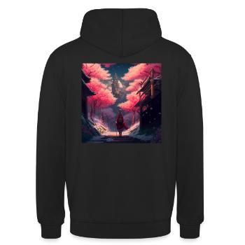 Blossom Path - Unisex Hoodie - Schwarz - Hinten - Michal (187cm)