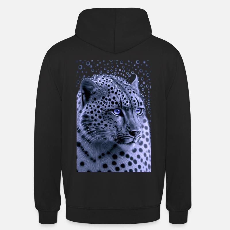 Yeux bleu léopard des neiges - Sweat-shirt à capuche unisexe - noir