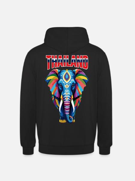 Kolorowy abstrakcyjny słoń z Tajlandii - Bluza z kapturem typu unisex - czarny