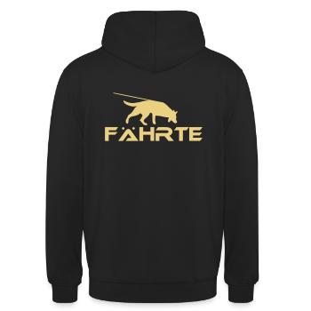 Fährte zweifarbig - Unisex Hoodie - Schwarz - Hinten - Michal (187cm)