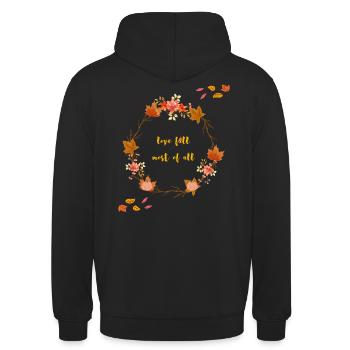 Fall | Leaves | Season | Autumn | Pumpkin | Hat - Unisex Hoodie - Schwarz - Hinten - Michal (187cm)