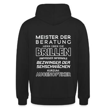 Augenoptiker/Augenoptikerin/Optiker/Optikerin - Unisex Hoodie - Schwarz - Hinten - Michal (187cm)