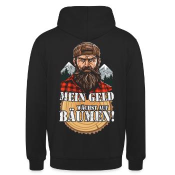 Mein Geld wächst auf Bäumen - Unisex Hoodie - Schwarz - Hinten - Michal (187cm)