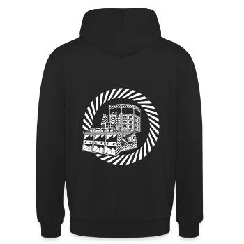 Bulldozer Tekno 23 - Unisex Hoodie - Schwarz - Hinten - Michal (187cm)