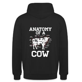 Anatomie einer Kuh Rinder Milchliebhaber Bauer - Unisex Hoodie - Schwarz - Hinten - Michal (187cm)