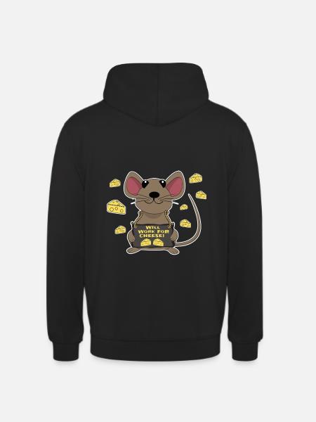 Funny mouse cheese - Unisex Hoodie - black