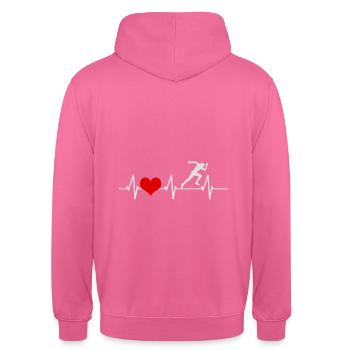 Herzschlag Läufer Sportler Laufen Sprint Sport - Unisex Hoodie - Pink - Hinten - Michal (187cm)